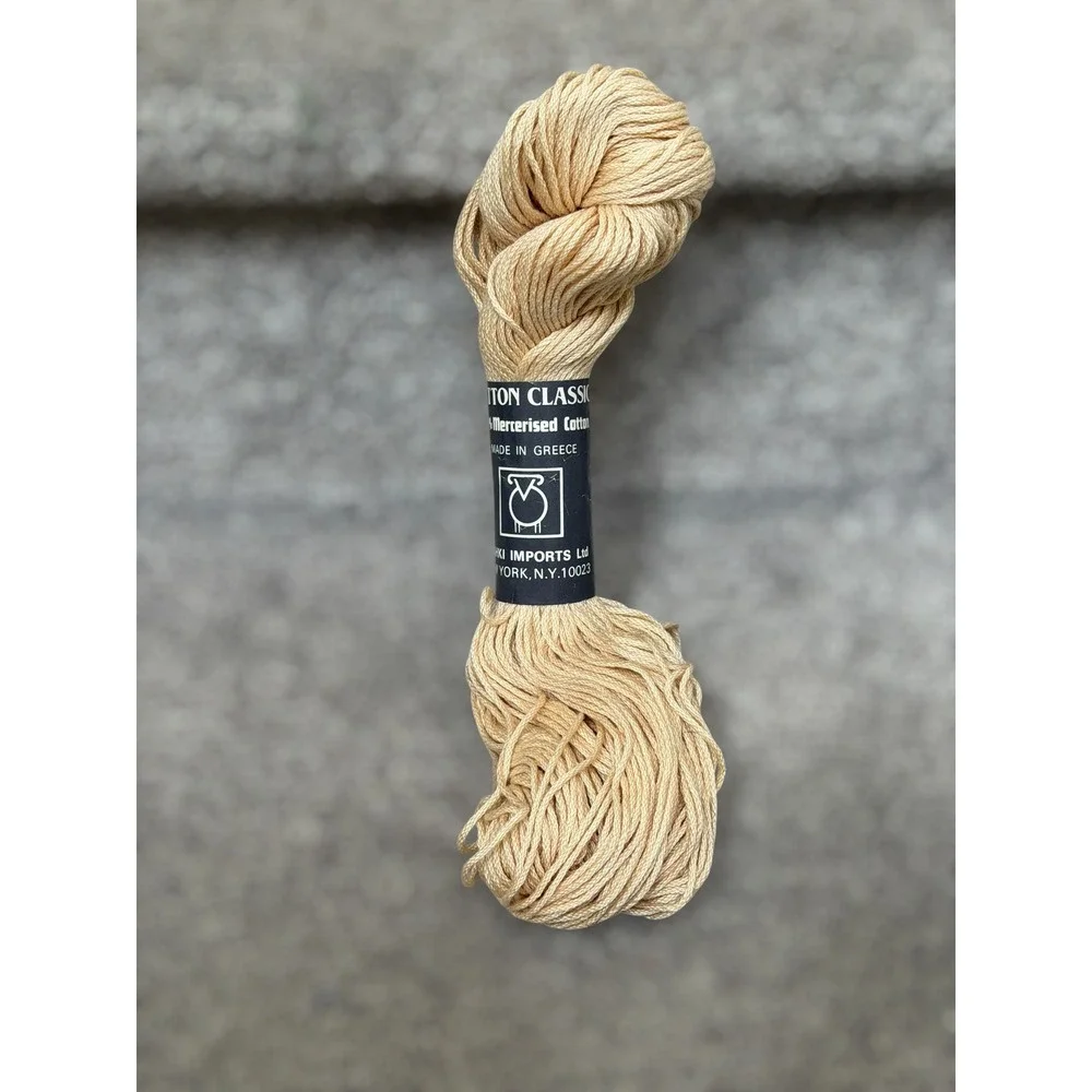 Vintage Tahki Imports Cotton Classic Mercerized Cotton Yarn Skein Beige‎ Cream